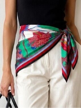 Vintage Norma Dori Floral Scarf Large Square Statement Retro Tropical Print